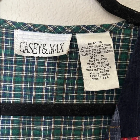 Teachercore School-Themed Corduroy Vest with Plaid Trim - Picture 4 of 5